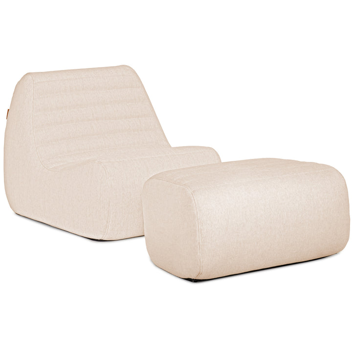 Beige lounge chair on a white background #color_sunlit-cream-outdoor-performance-linen