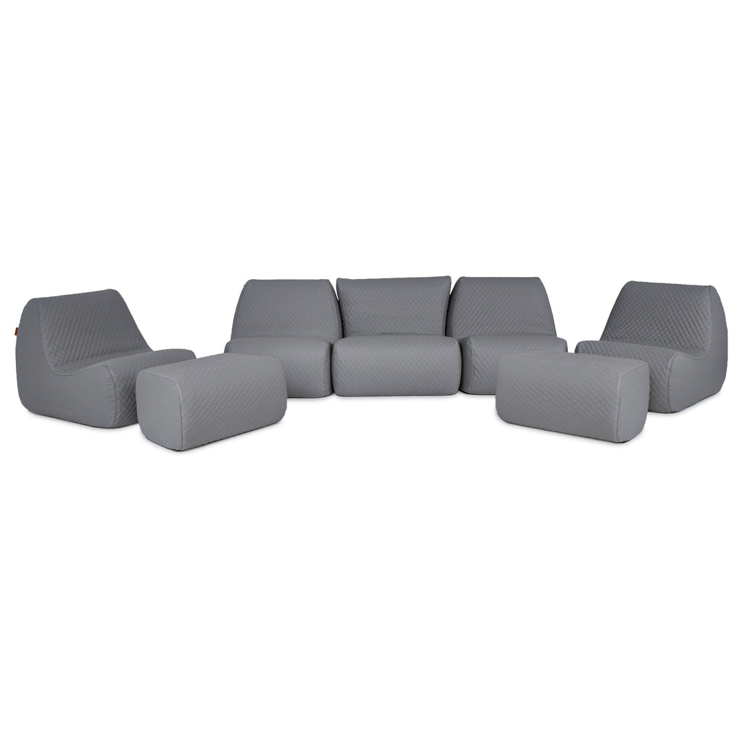 Gray outdoor furniture set on a white background #color_moonlit-gray-outdoor-vegan-leather