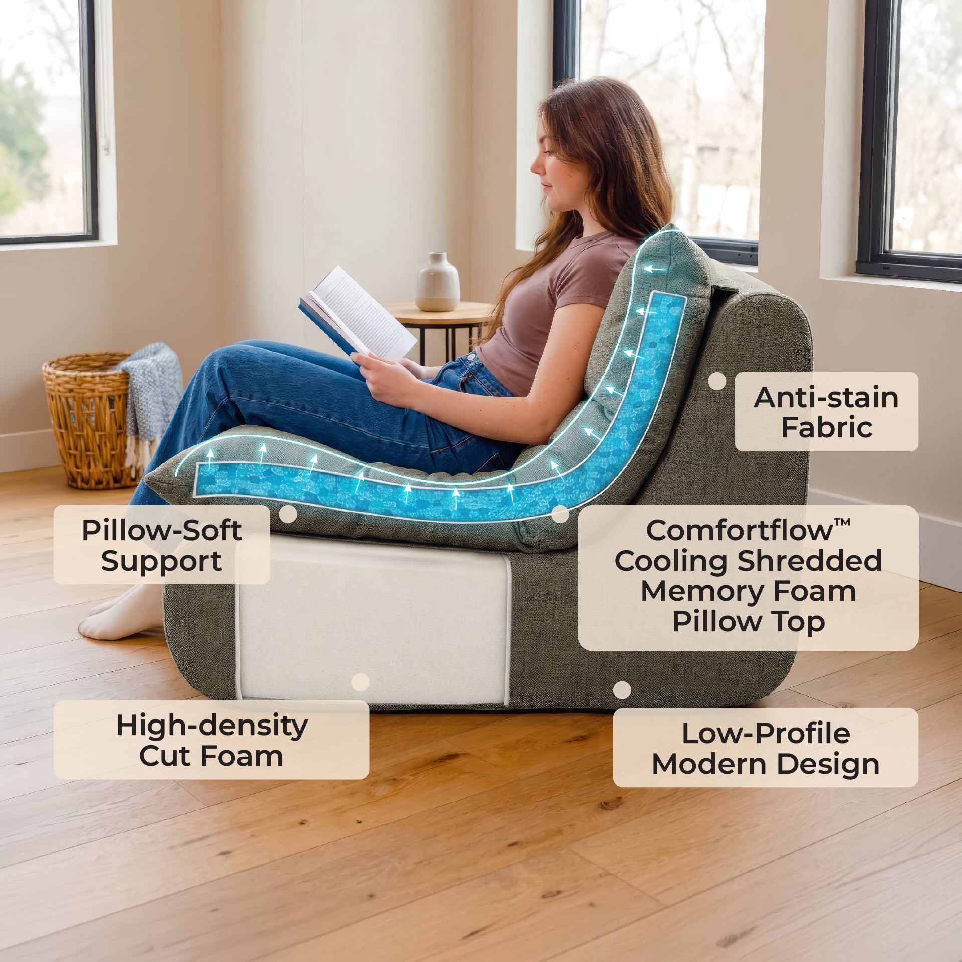 Big Joe® Driftscape™ Lounge Chair | Modern Reading Chair for