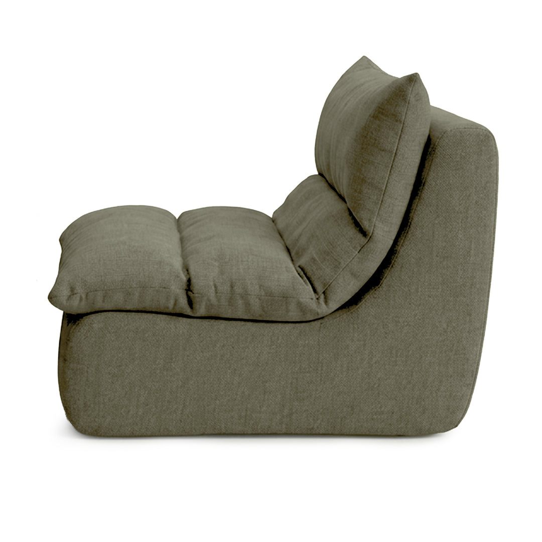 Gray cushioned chair on a white background 