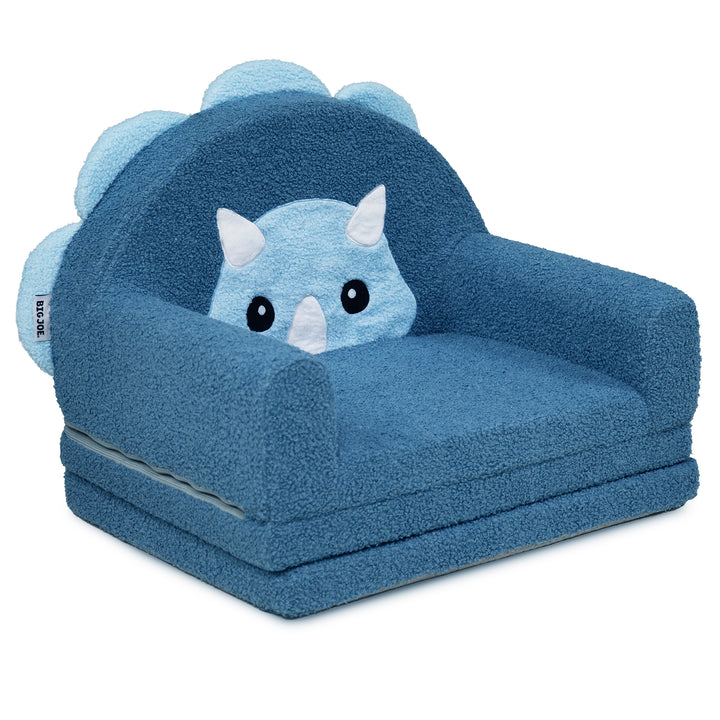 A blue plush dinosaur-themed child&