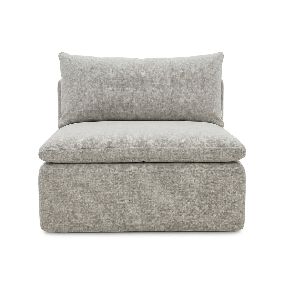 Gray upholstered chair on a white background 