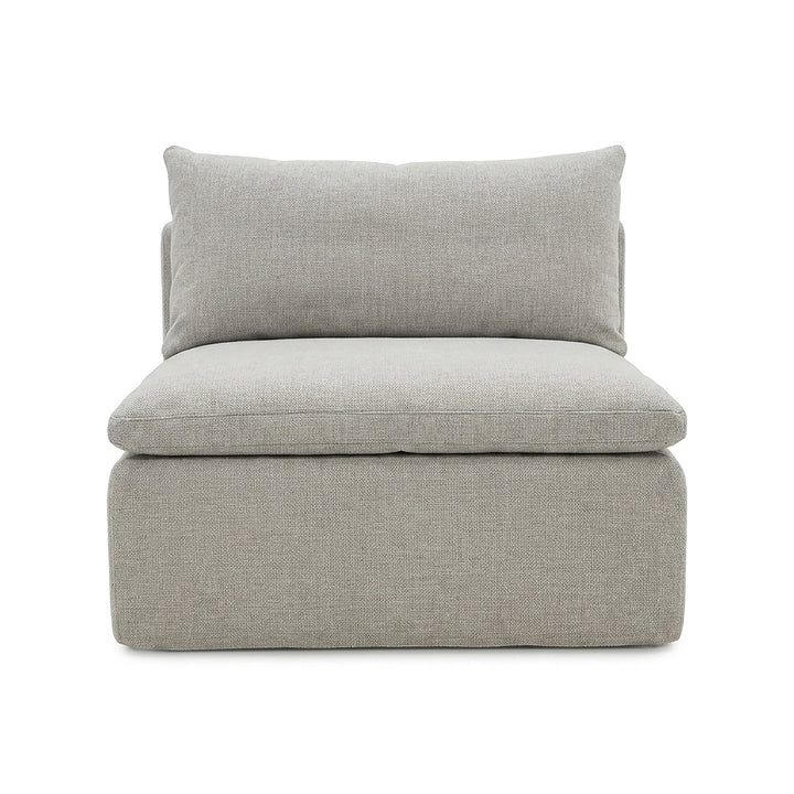 Gray upholstered chair on a white background 