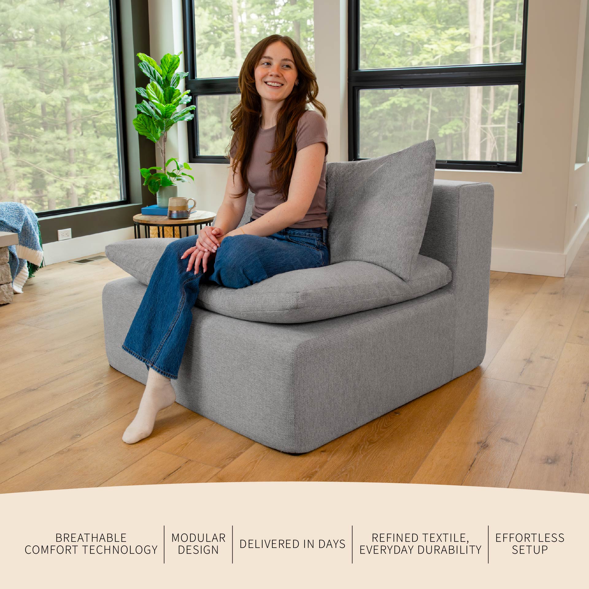 Averra™ Armless Chair Modular Sectional Couch Piece | Big Joe®