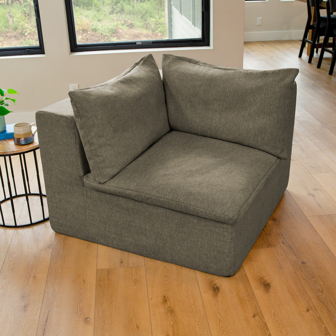 Averra Corner Chair on wood flooring 