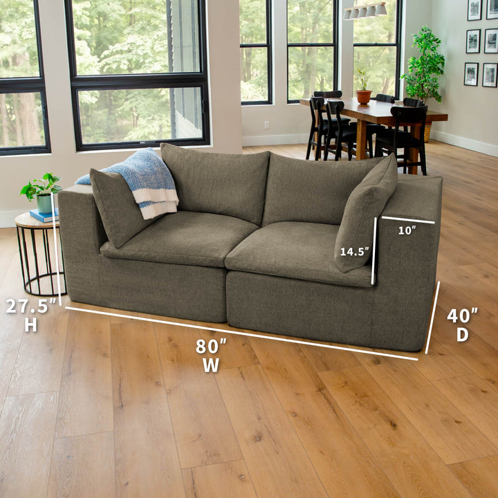 Dimensions of the Averra Love Seat 