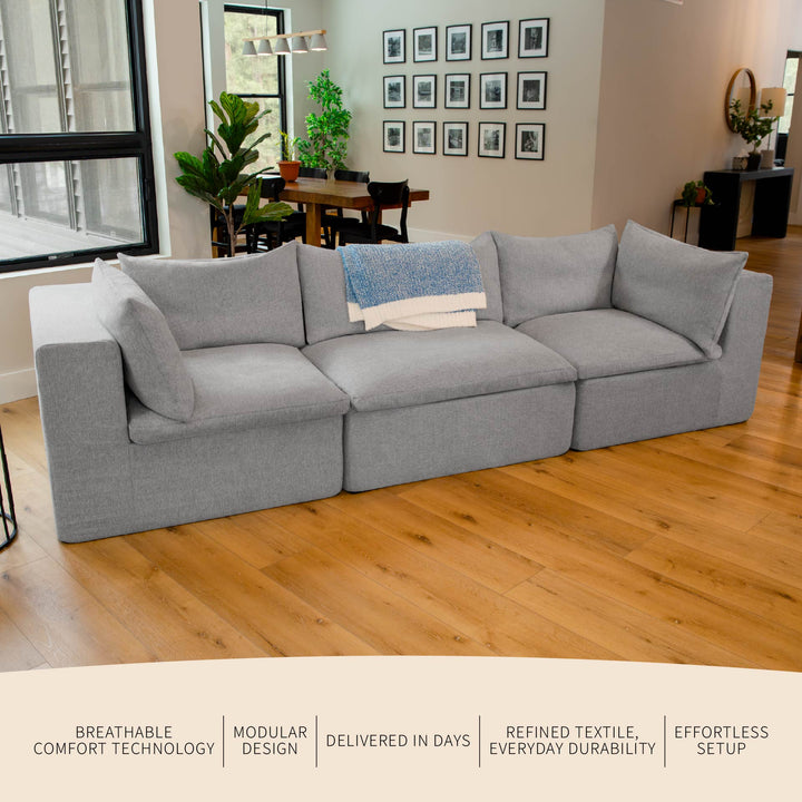 Gray pillow-top modular sofa 