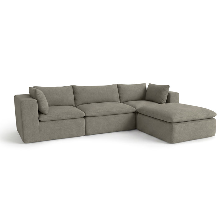 Gray sectional sofa on a white background  