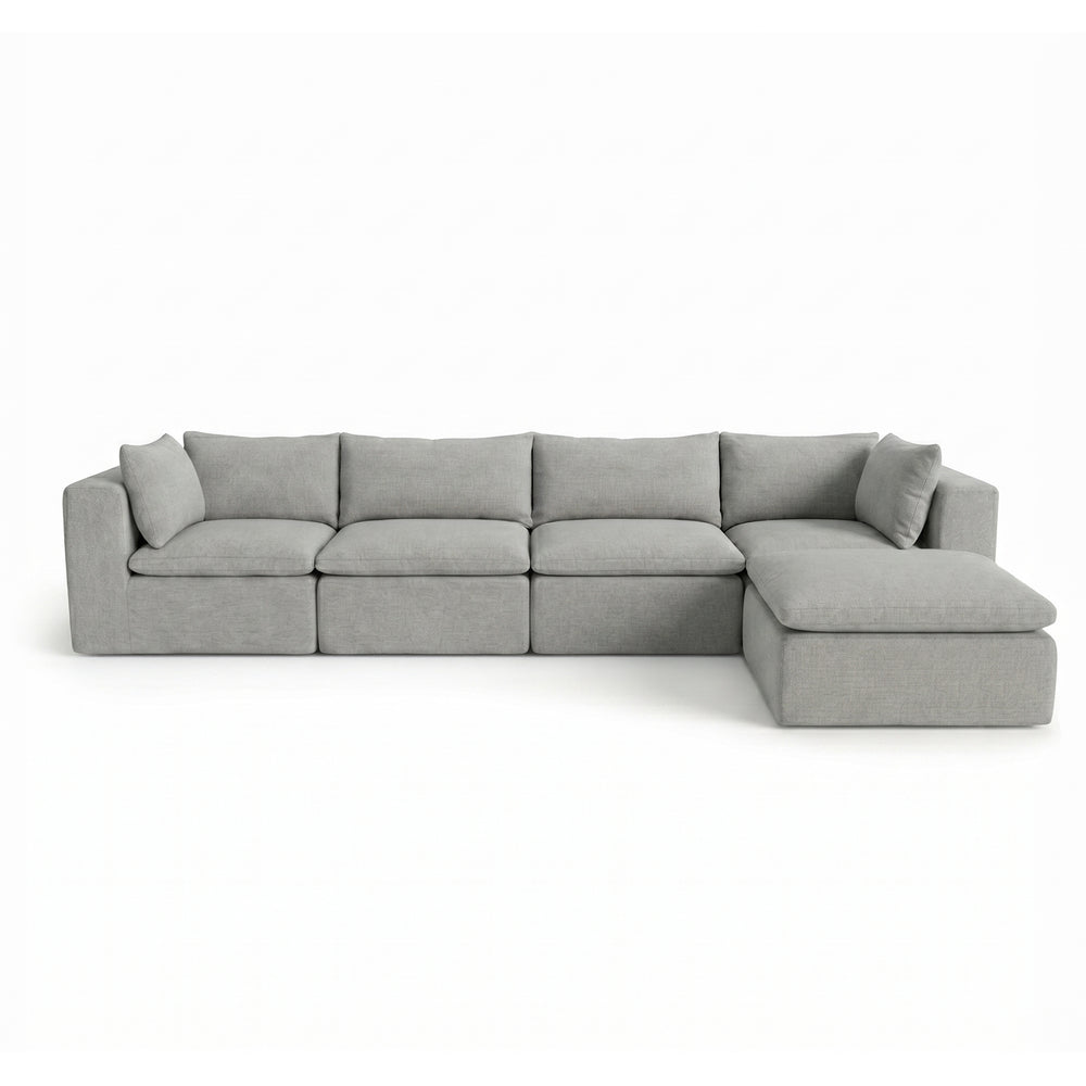 5Pc sectional Sofa in gray with 4 chairs and one ottoman #color_cottage-gray-terra-knit