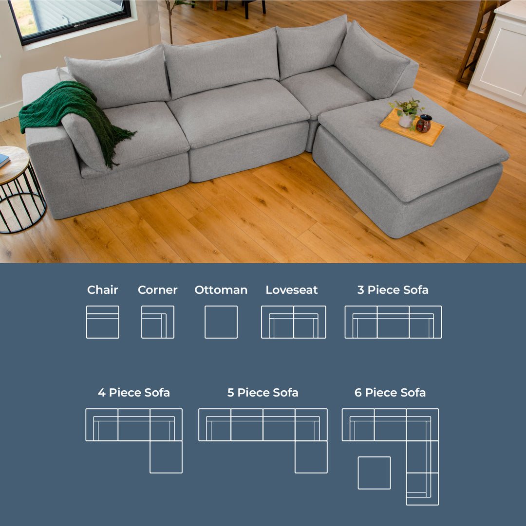 Averra 5pc modular sectional sofa layout options 