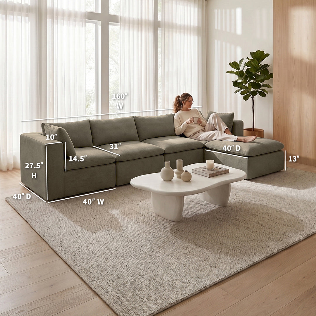 Averra 5pc modular sectional sofa measurements 