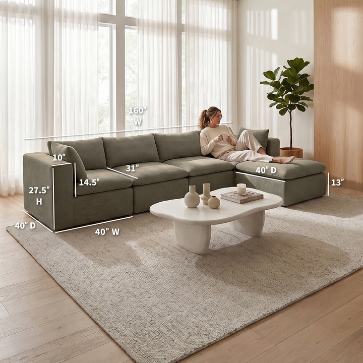 Averra 5pc modular sectional sofa measurements 
