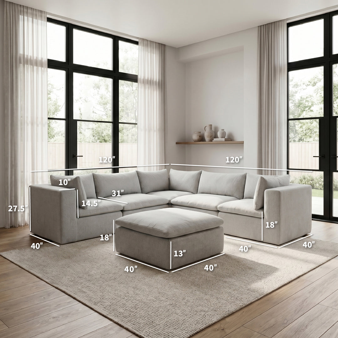 Averra 6Pc Modular Sectional Sofa dimensions 