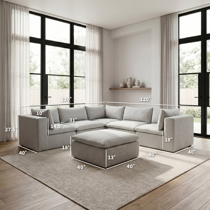 Averra 6Pc Modular Sectional Sofa dimensions 
