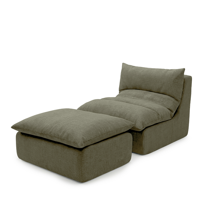 Green sectional sofa on a white background 