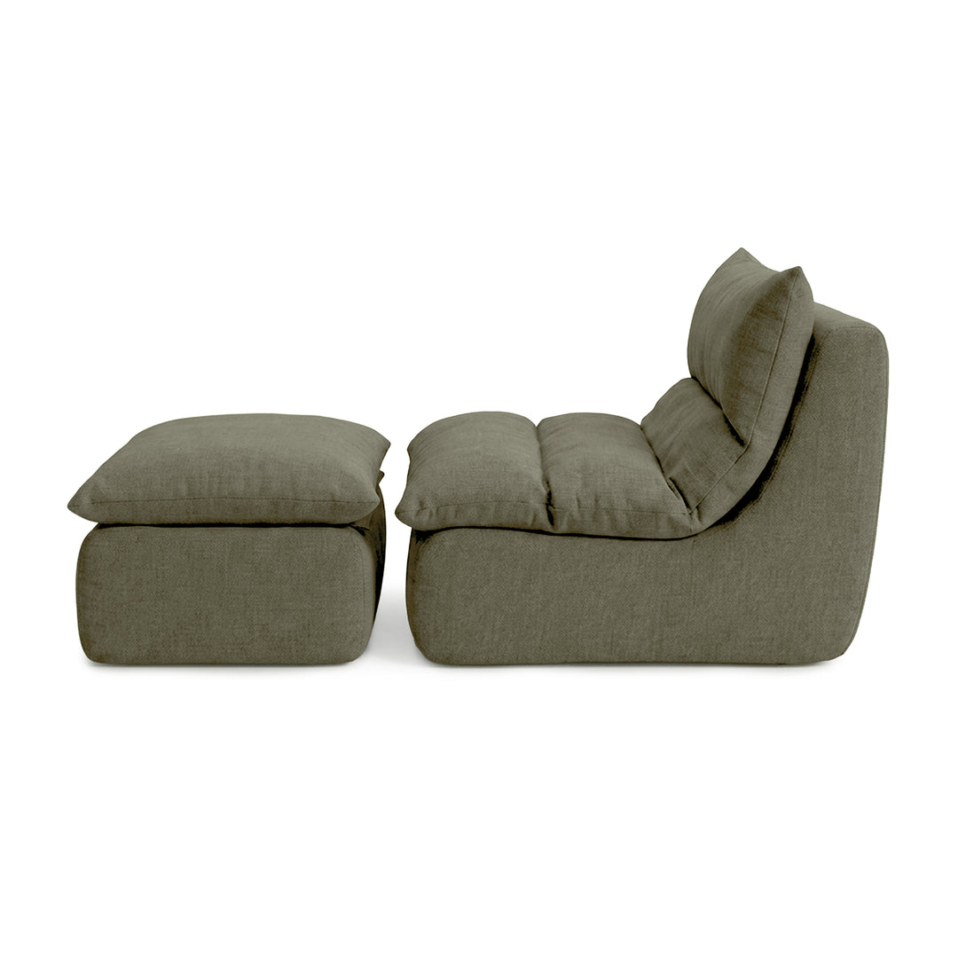 Gray sofa and ottoman set on a white background 