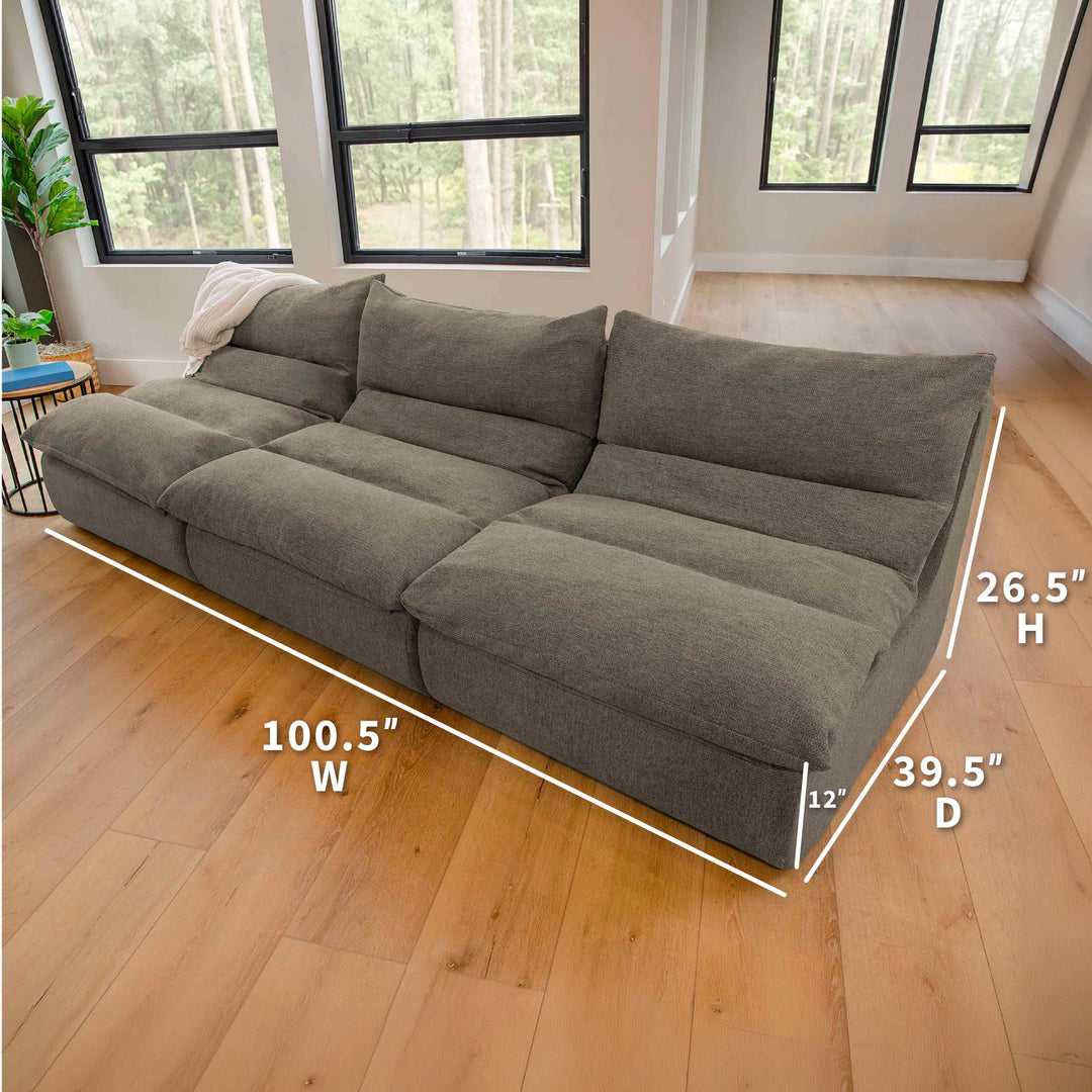 Driftscape sofa dimensions sitting on wood floor 