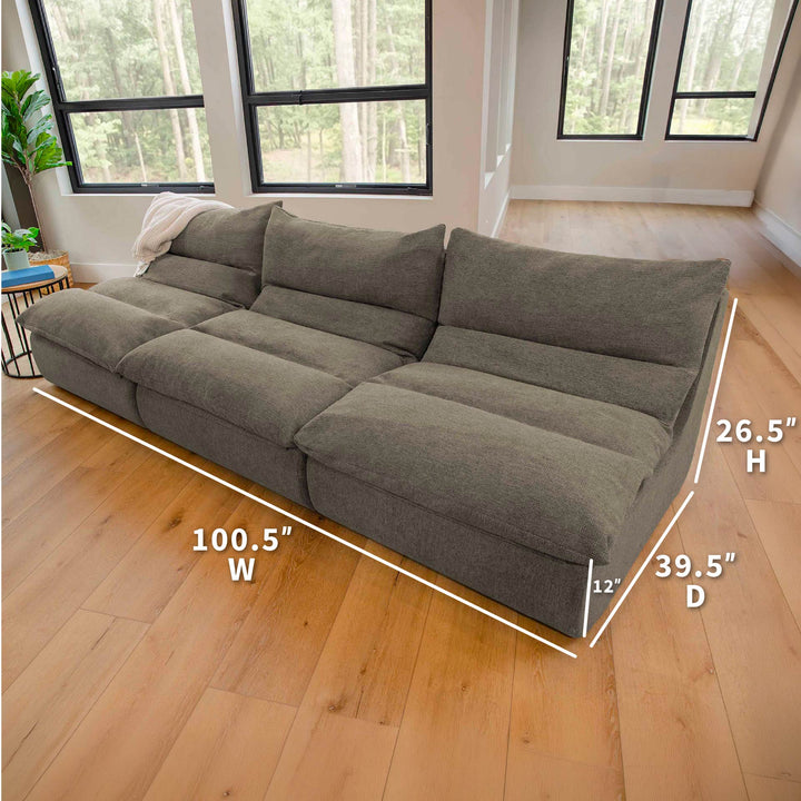 Driftscape sofa dimensions sitting on wood floor 