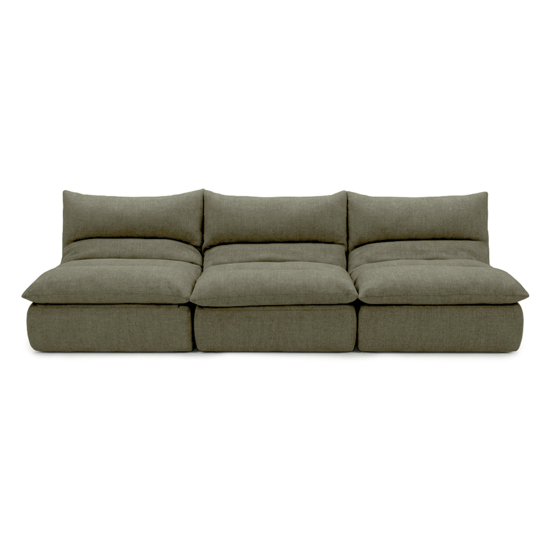 green sectional sofa on a white background 