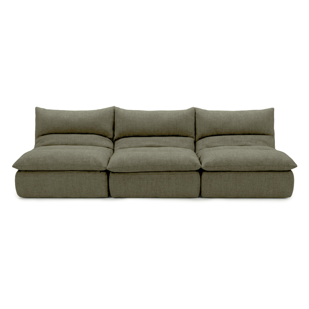 green sectional sofa on a white background #color_olive-green-terra-knit