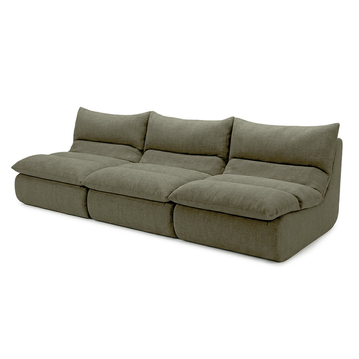Green sectional sofa on a white background 