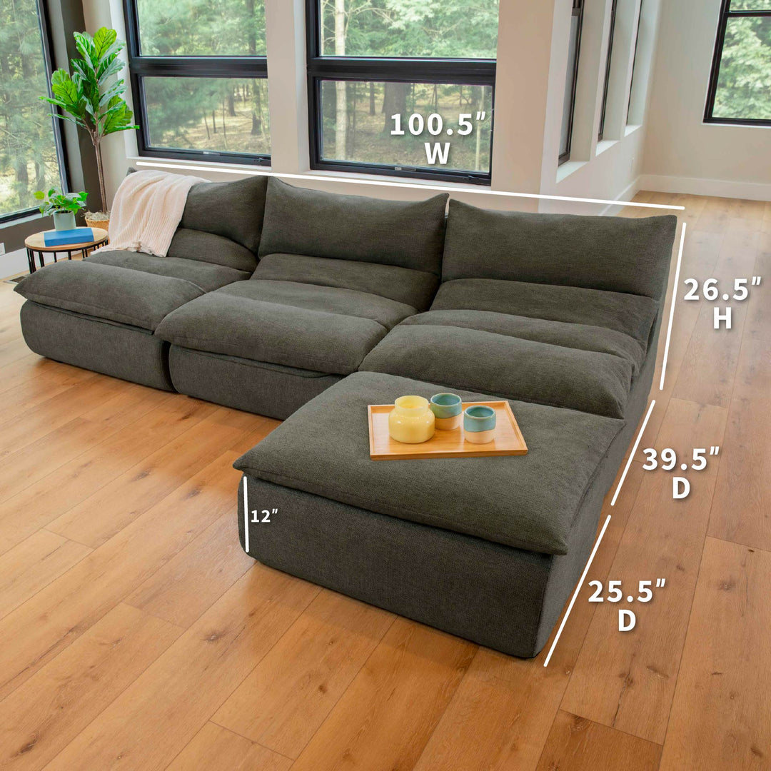 Driftscape sectional sofa with ottoman dimensions 