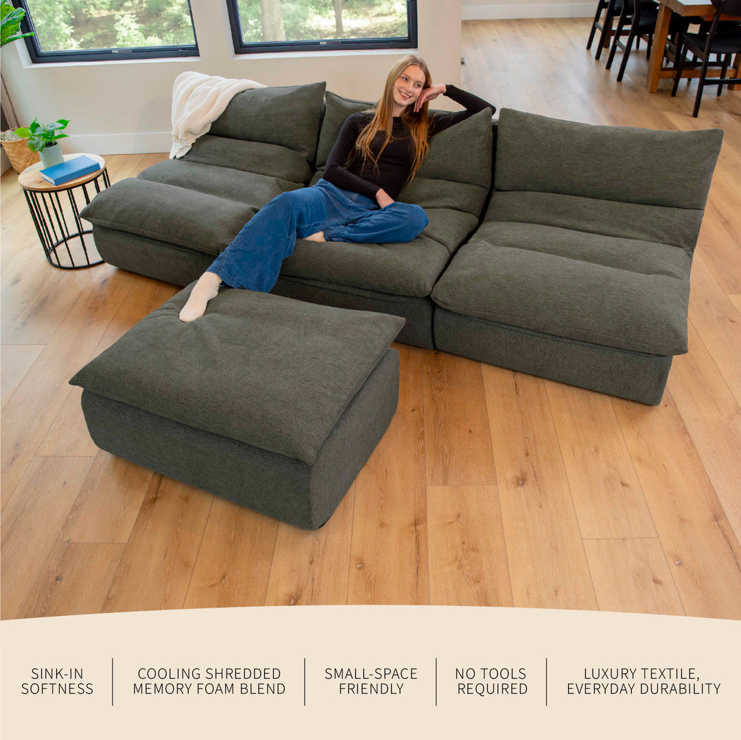 Driftscape sectional sofa with ottoman product features 