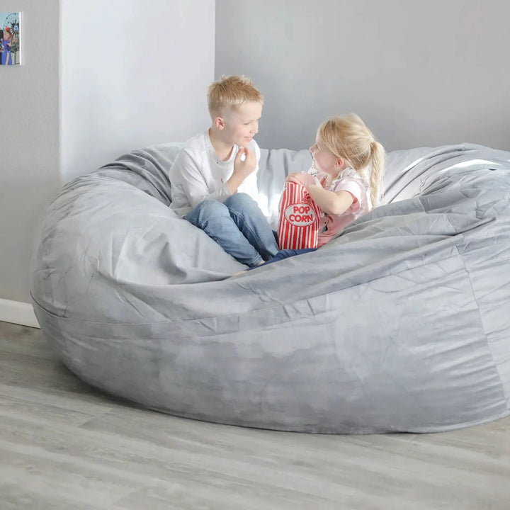 Kids Eating Popcorn on Fuf XXL 
 #color_gray-plush