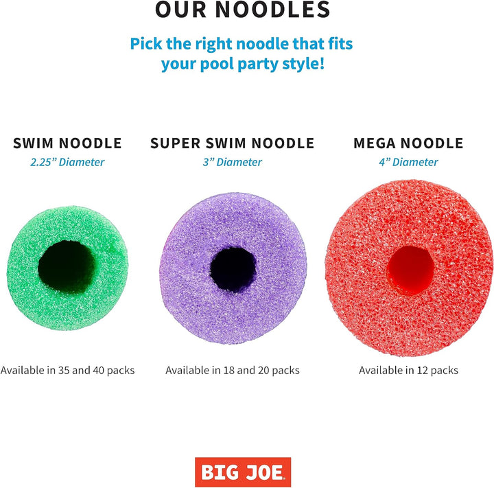 Mega Swim Noodle 12Pk pool noodle size comparison