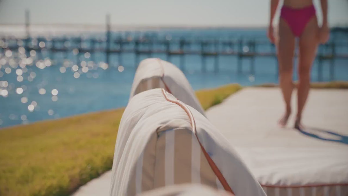 Load video: Lux Sealander Lounge Chair and Ottoman doubles as a pool float and patio chair