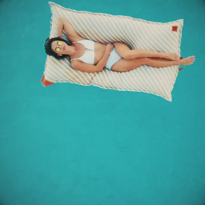 Lux Lagoon Lounger Pool Raft #color_sand-stripe-sunbrella-fabric