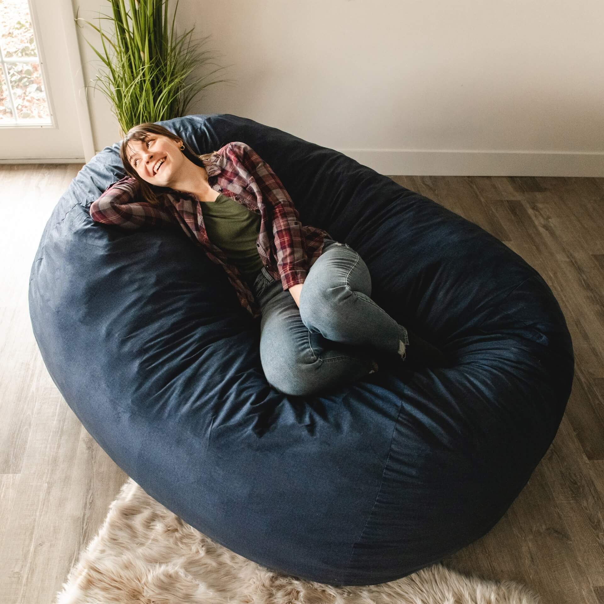 Amazon.com: Big Joe Fuf XXL Foam Filled Bean Bag Chair with Removable  Cover, Fog Lenox, Durable Woven Polyester, 6 feet Giant : Home & Kitchen