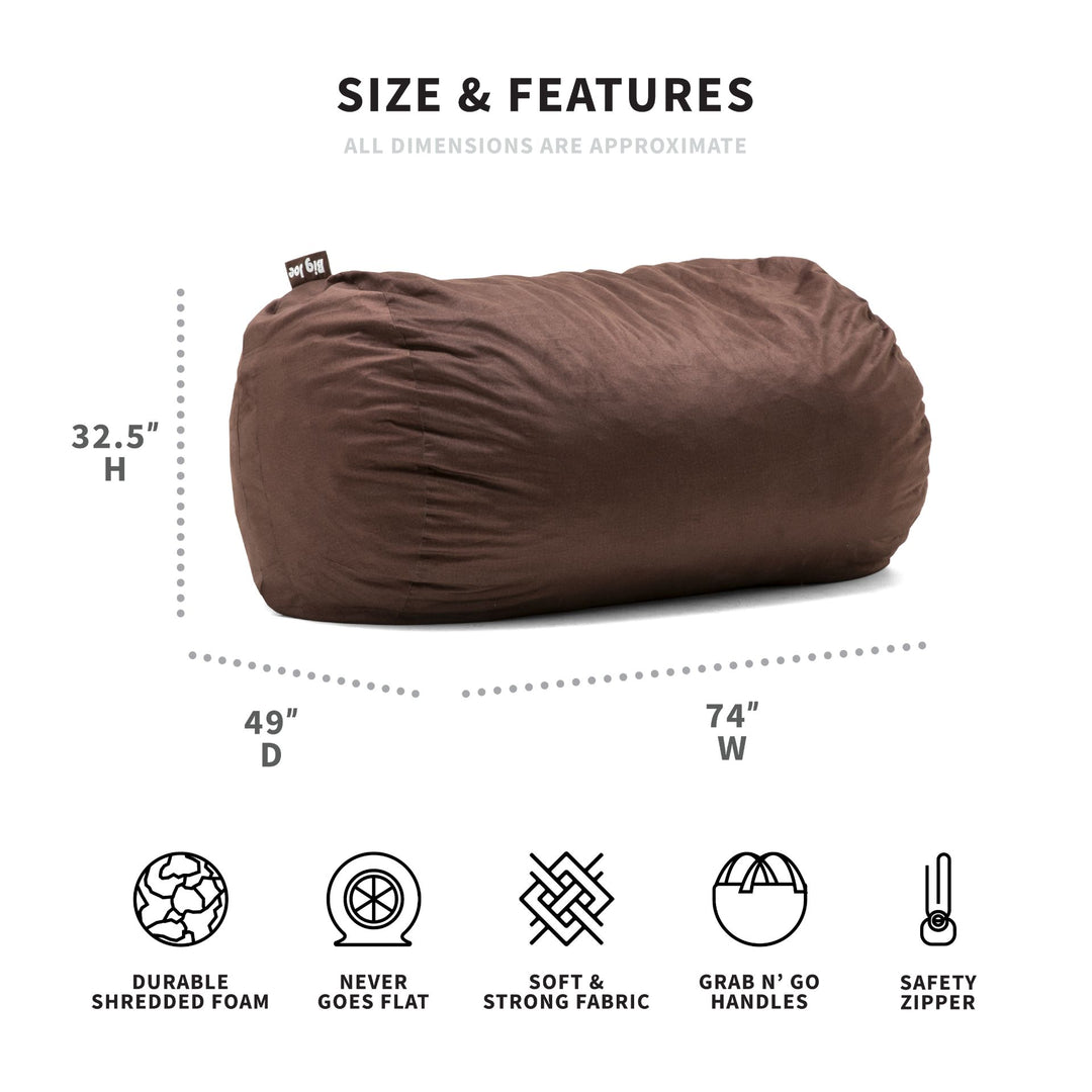 Dimensions media lounger foam bag chair brown #color_cocoa-lenox