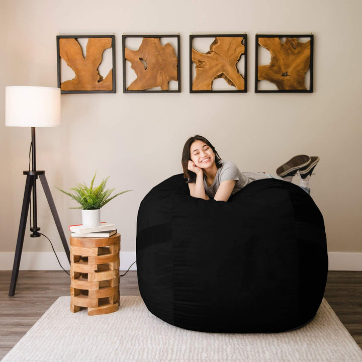 Foam filled beanbag chair black #color_black-plush