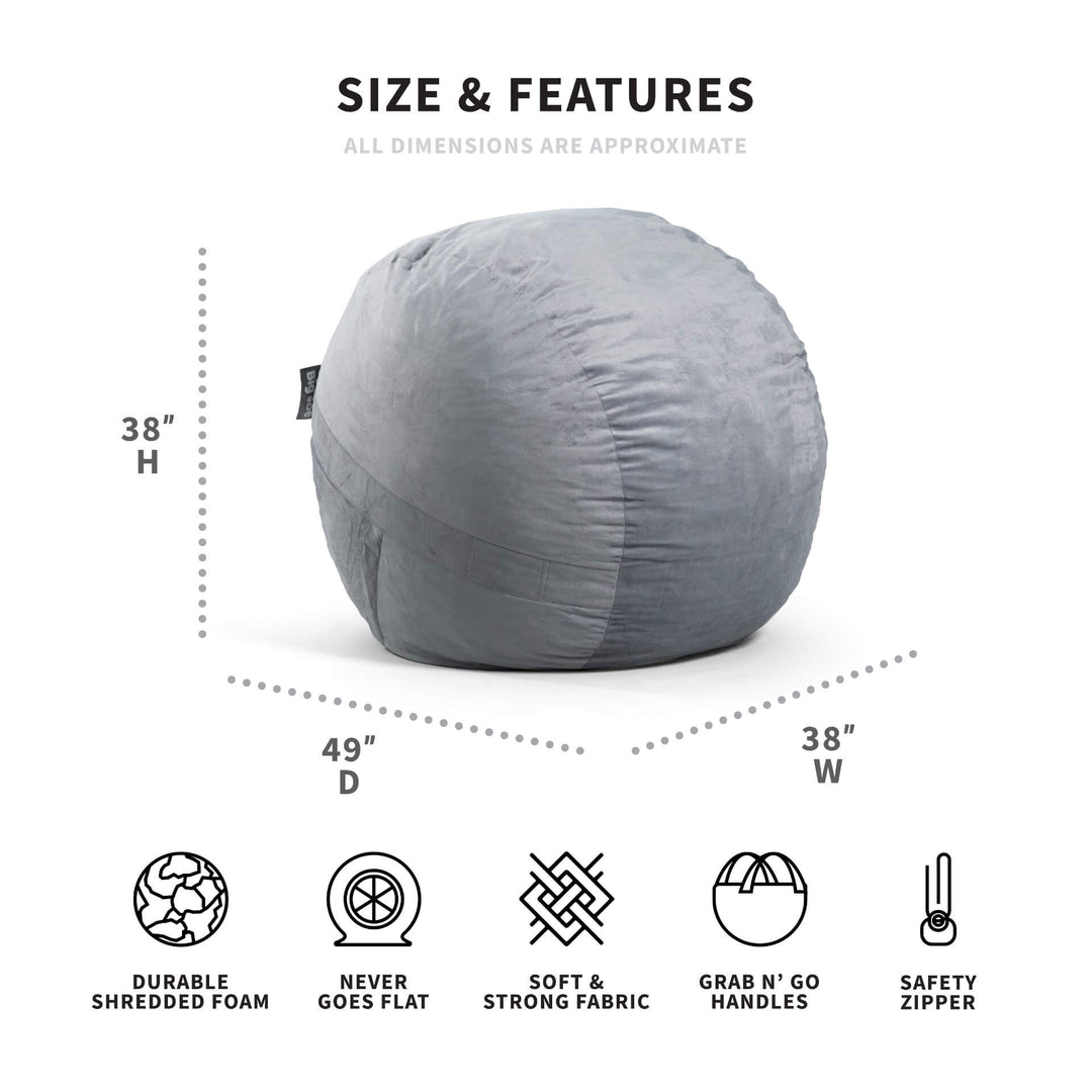 Big Joe Extra Large Memory Foam Bean Bag Sofa with Soft Removeable Cover
