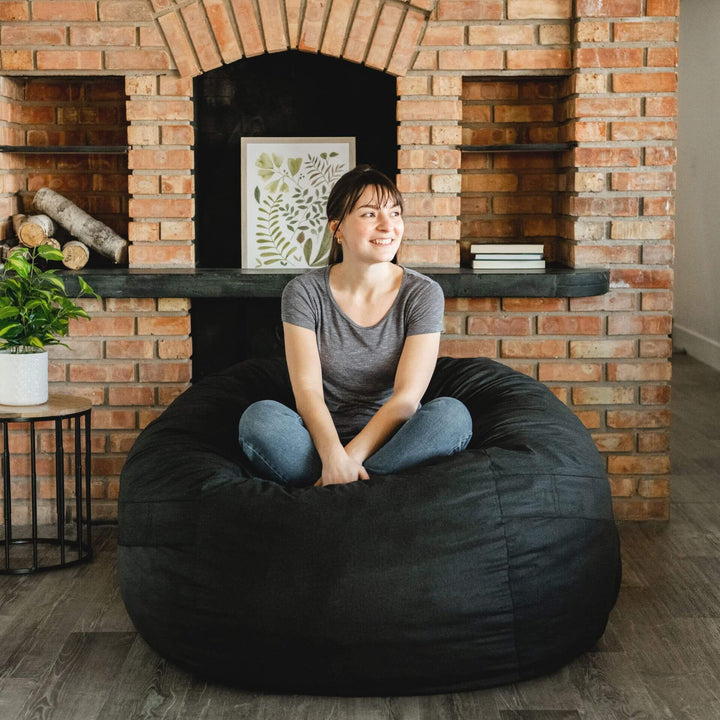 Big Joe Fuf Foam beanbag chair size large #color_black-lenox