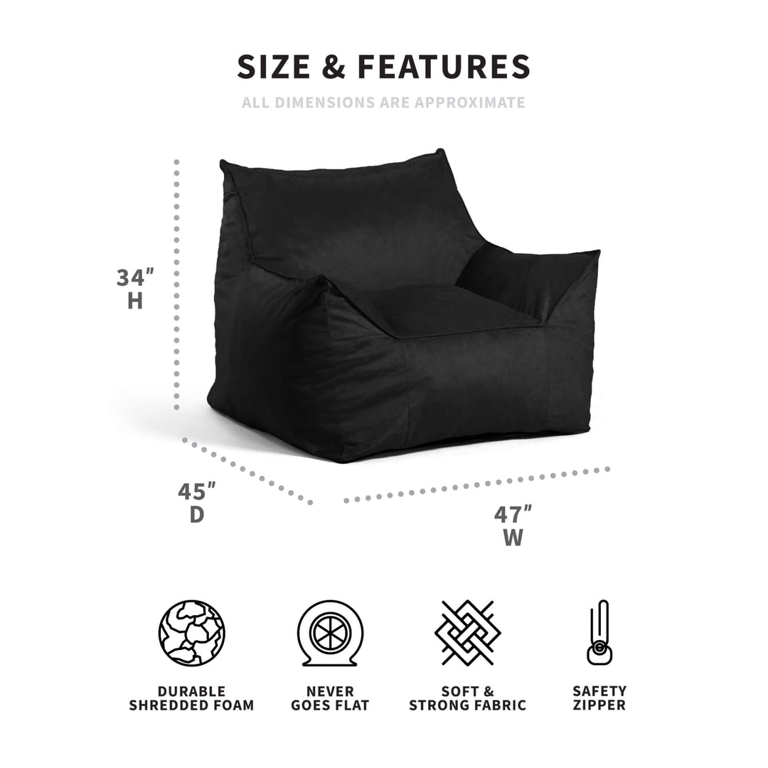 Imperial Lounger Chair Foam beanbag chair #color_black-plush