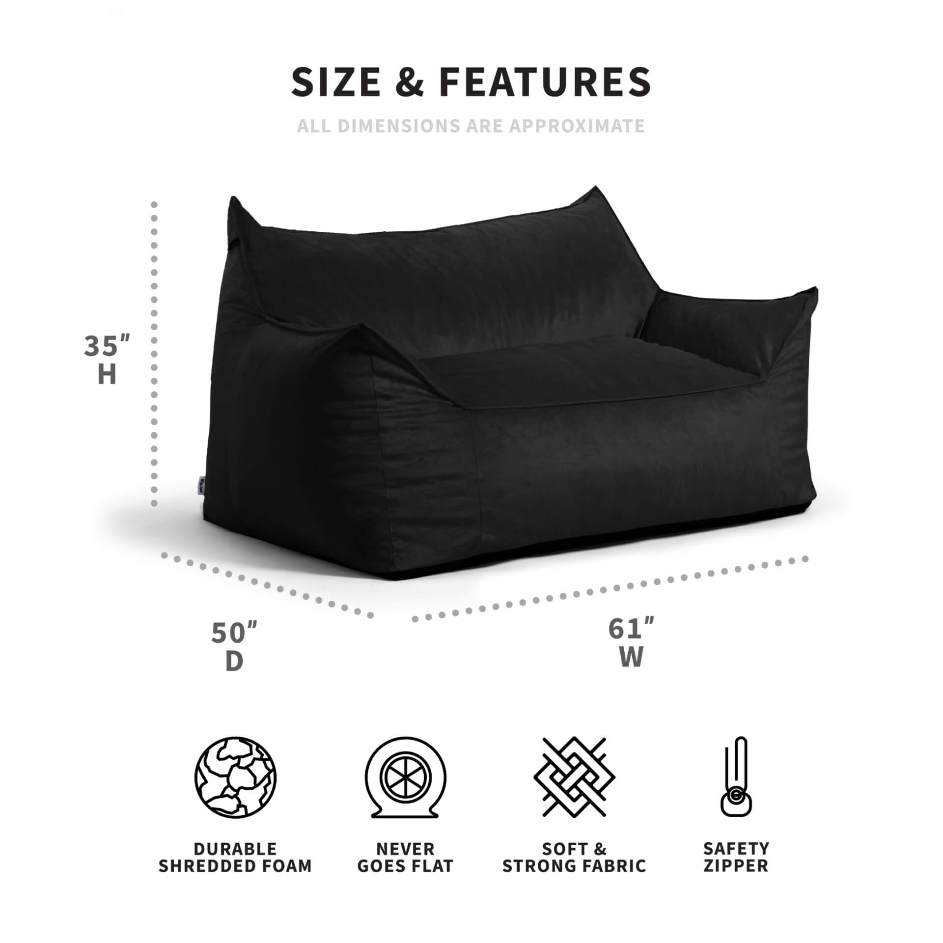 Buy Jaxx 7 Foot Bean Bag Sofa, Charcoal Online India | Ubuy