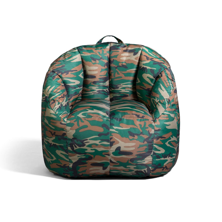 Camo Bean Bag Chair for Teens Front #color_green-woodland-camo-smartmax