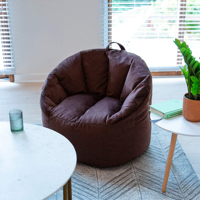 Brown Beanbag Chair with Back Rest for Adults in living room 