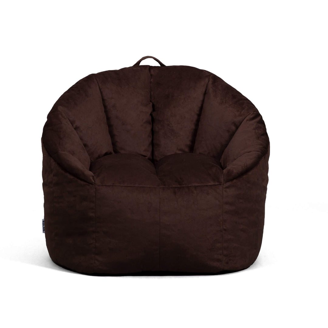 Brown Beanbag Chair with Back Rest for Adults front #color_cocoa-plush