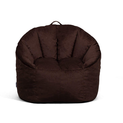 Brown Beanbag Chair with Back Rest for Adults front 