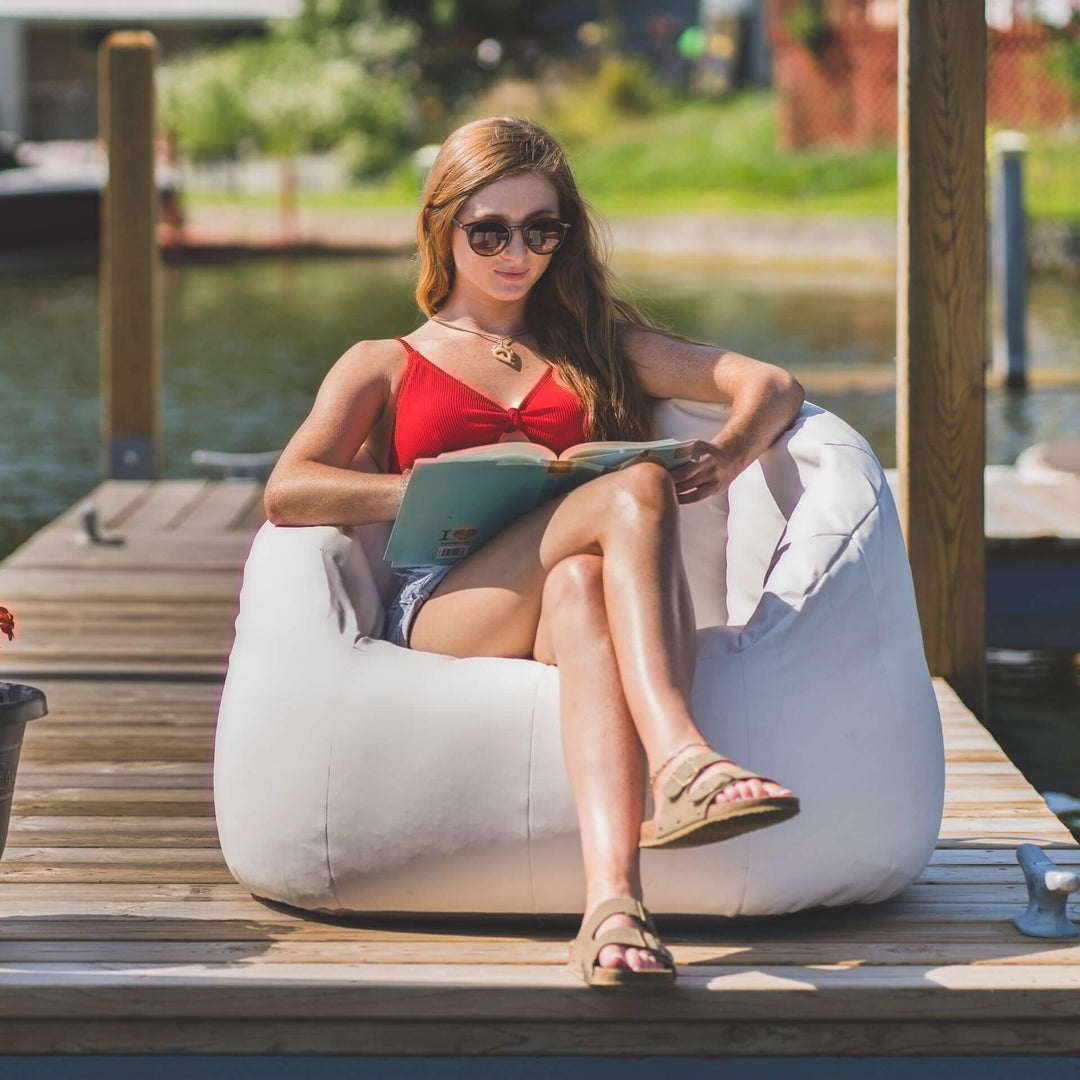 Outdoor Vinyl Patio Chair perfect for patio or by the water  #color_white-marine-vinyl