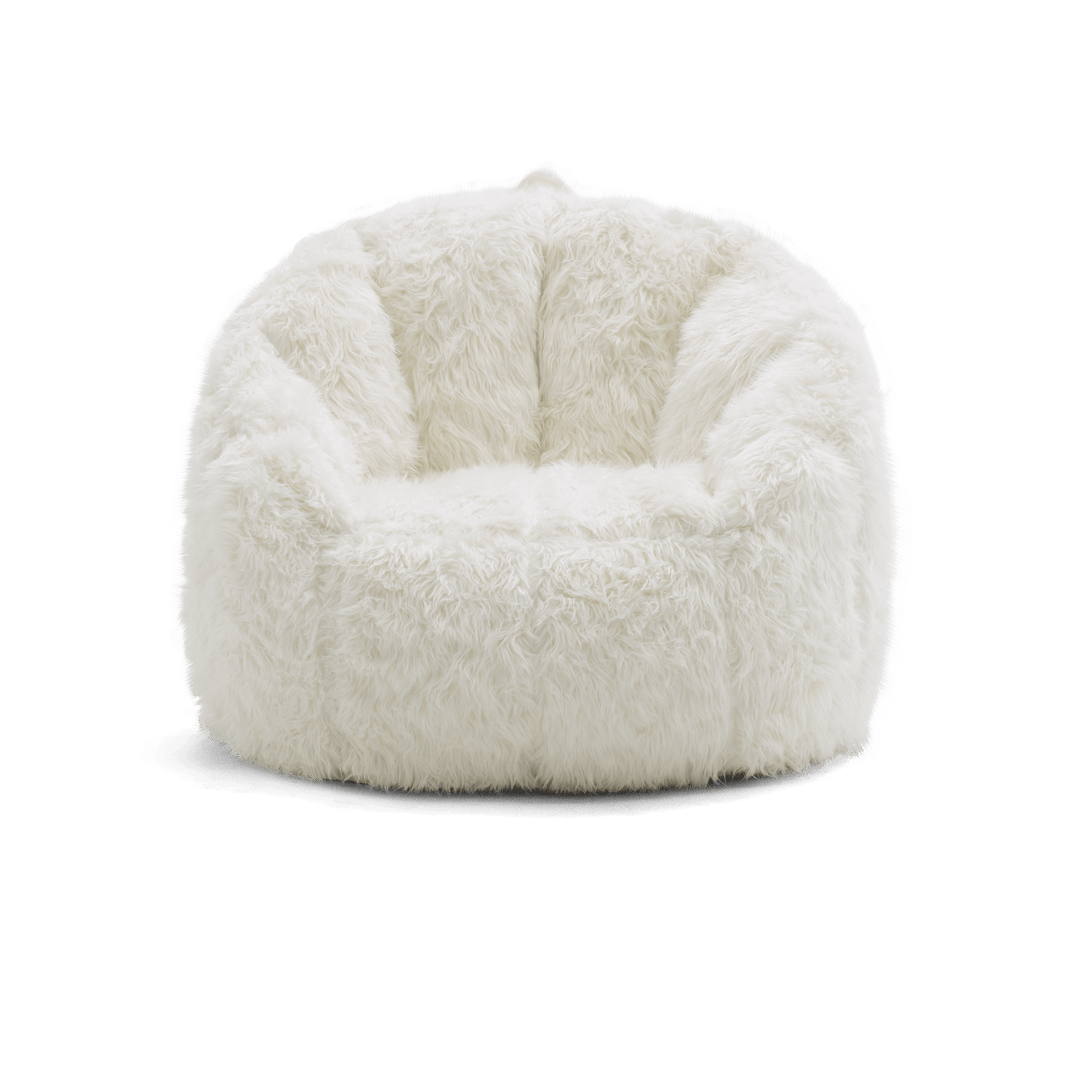 Milano Bean Bag Chair front  #color_ivory-shag