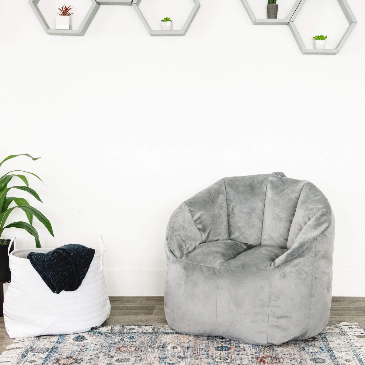 Milano Gray Beanbag Chair for Adults accent decor 