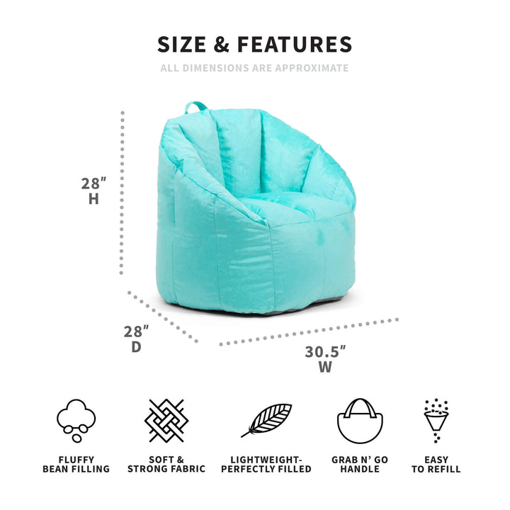 Dimensions on Milano Beanbag Chair #color_mint-plush