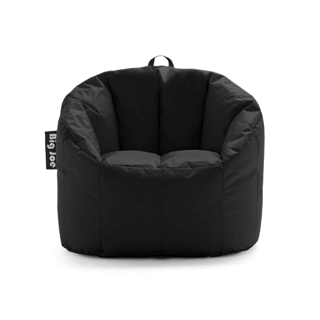 Milano Bean Bag Chairs with Backrest for Adults front #color_black-smartmax