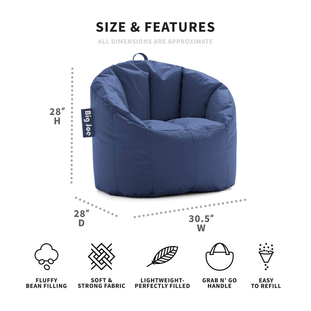 Milano Bean Bag Chair dimensions #color_navy-smartmax