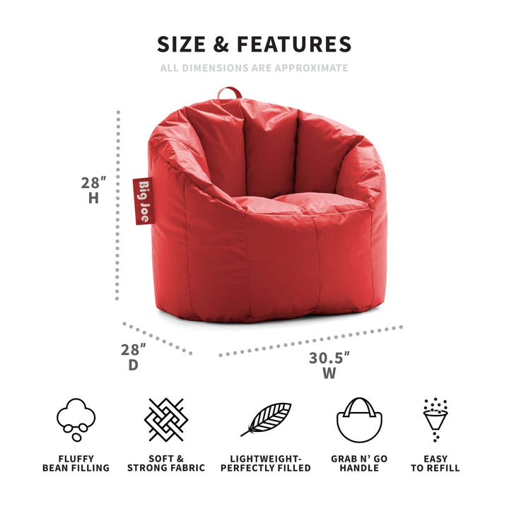 Milano Bean Bag Chairs with Backrest for Adults dimensions #color_red-smartmax