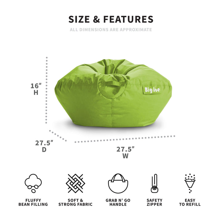 Green Beanbag for kids dimensions #color_spicy-lime-smartmax